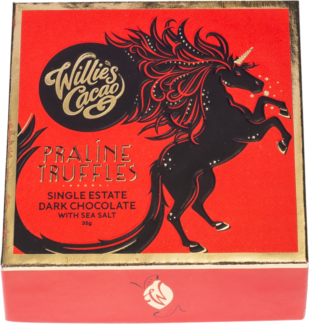 Willie's Cacao Praline Truffles - Dark Chocolate With Sea Salt 35G