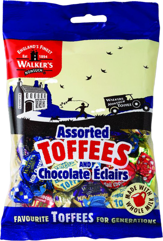 Walker's Nonsuch Assorted Toffees & Chocolate Éclairs - Bag 150G