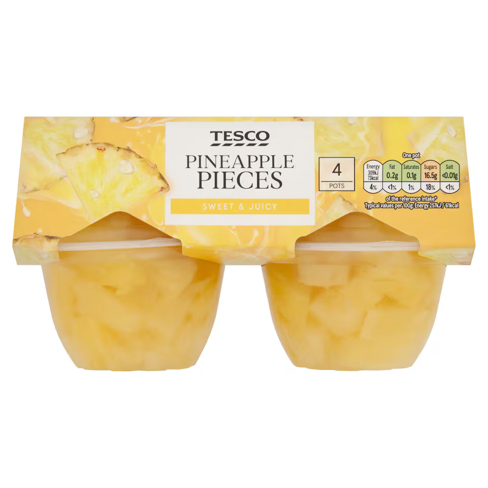 Tesco Pineapple Pieces, 4x120g