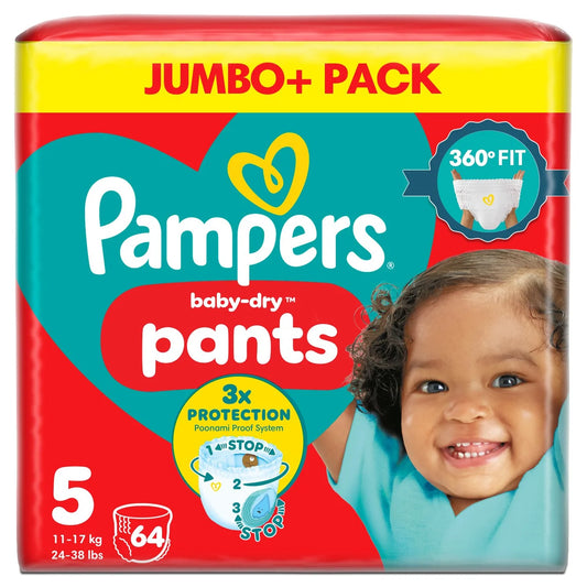 Pampers Baby Dry Nappy Pants - Size 5, 64 Pack
