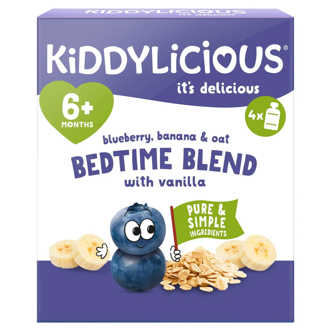 Kiddylicious Blueberry, Banana & Oat Bedtime Pouch Multipack 6+ Months - 4x100g