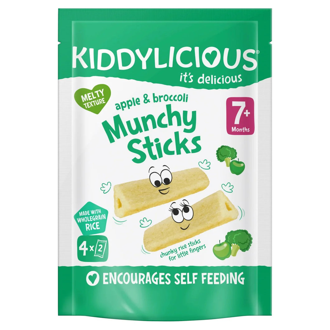 Kiddylicious Apple & Broccoli Munchy Sticks Baby Snack Multipack 7+ Months - 4x4g