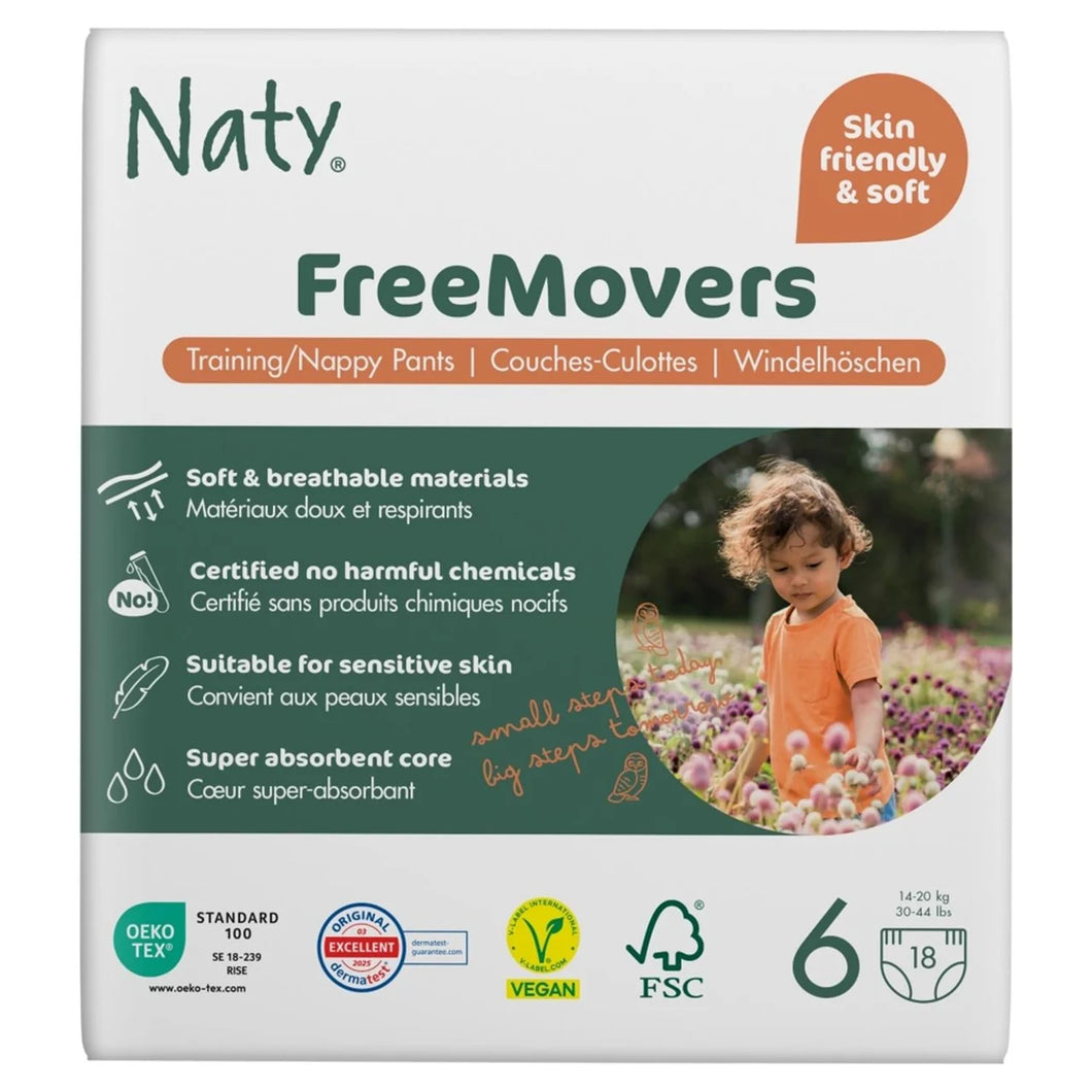 Naty FreeMovers Nappy Pull on Pants Size 6 (16kg+) 18 per pack