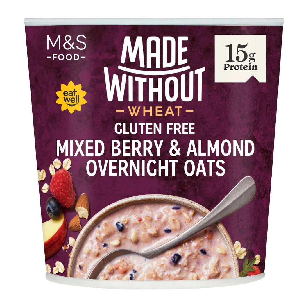 M&S Made Without Wheat Gluten Free Mixed Berry & Almond Overnight Oats 70g