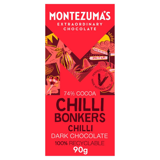 Montezuma's Chilli Bonkers - Organic Chilli Dark Chocolate Bar 90G