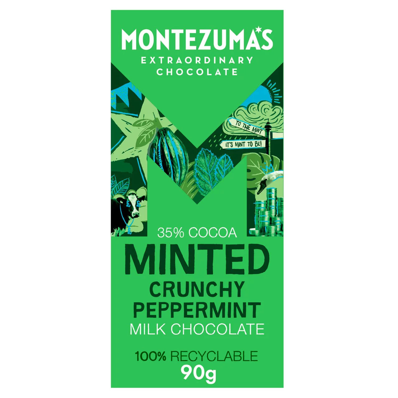 Montezuma's Minted - Crunchy Peppermint Milk Chocolate Bar 90G