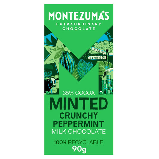 Montezuma's Minted - Crunchy Peppermint Milk Chocolate Bar 90G