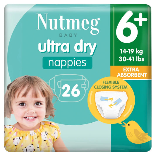 Nutmeg Ultra Dry Nappies Size 6+ (14-19kg) 26 Nappies