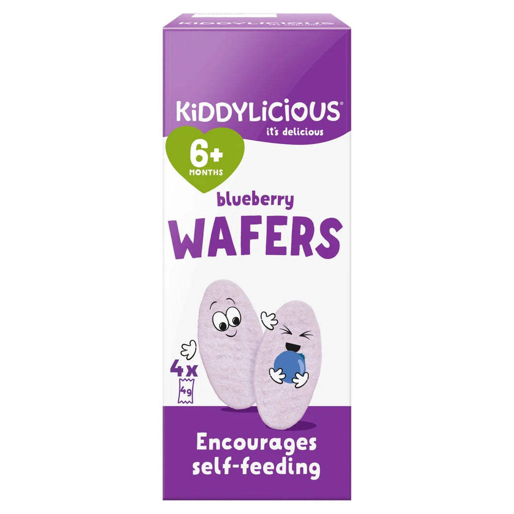 Kiddylicious Mini Blueberry Wafers Baby Snack Multipack 6+ Months - 4x4g