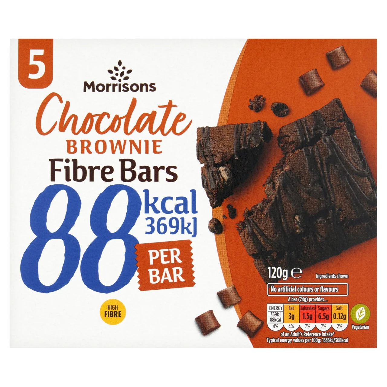 Morrisons Pack of 5 Chocolate Brownie Fibre Bars 120g