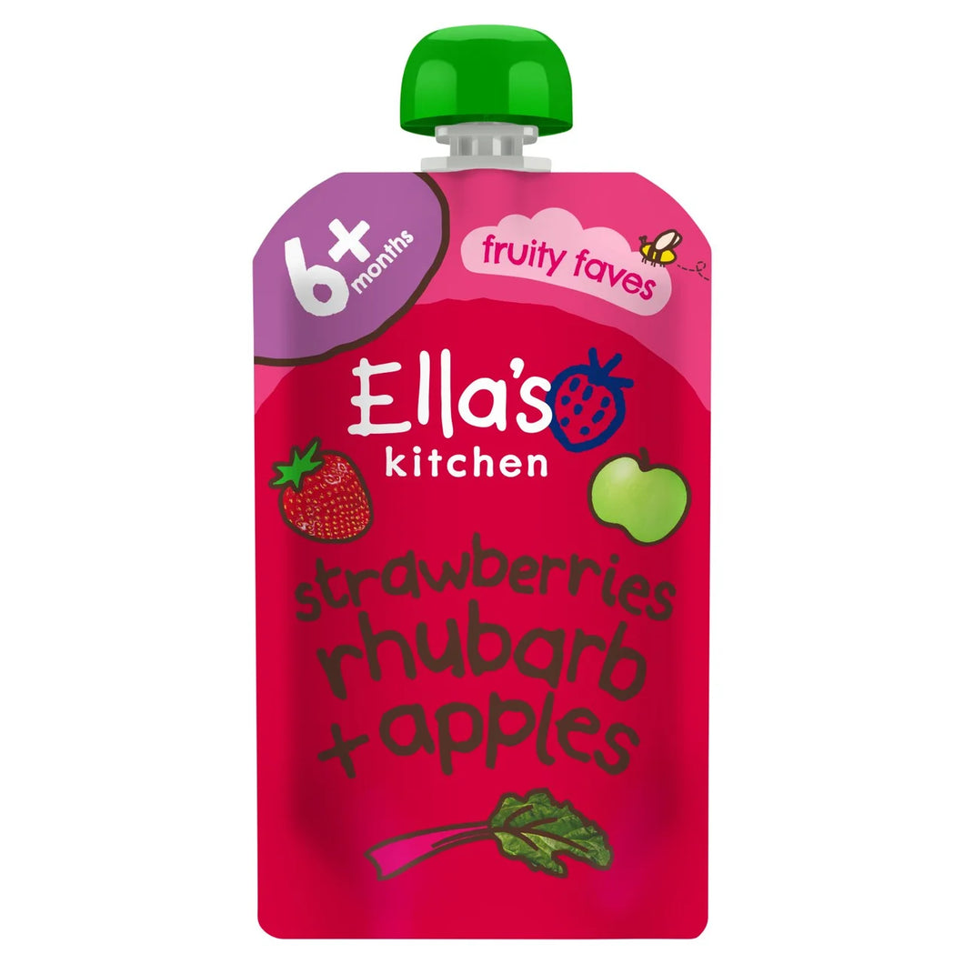 Ella's Kitchen Strawberries, Rhubarb & Apples Baby Food Pouch 6+ Months - 120g