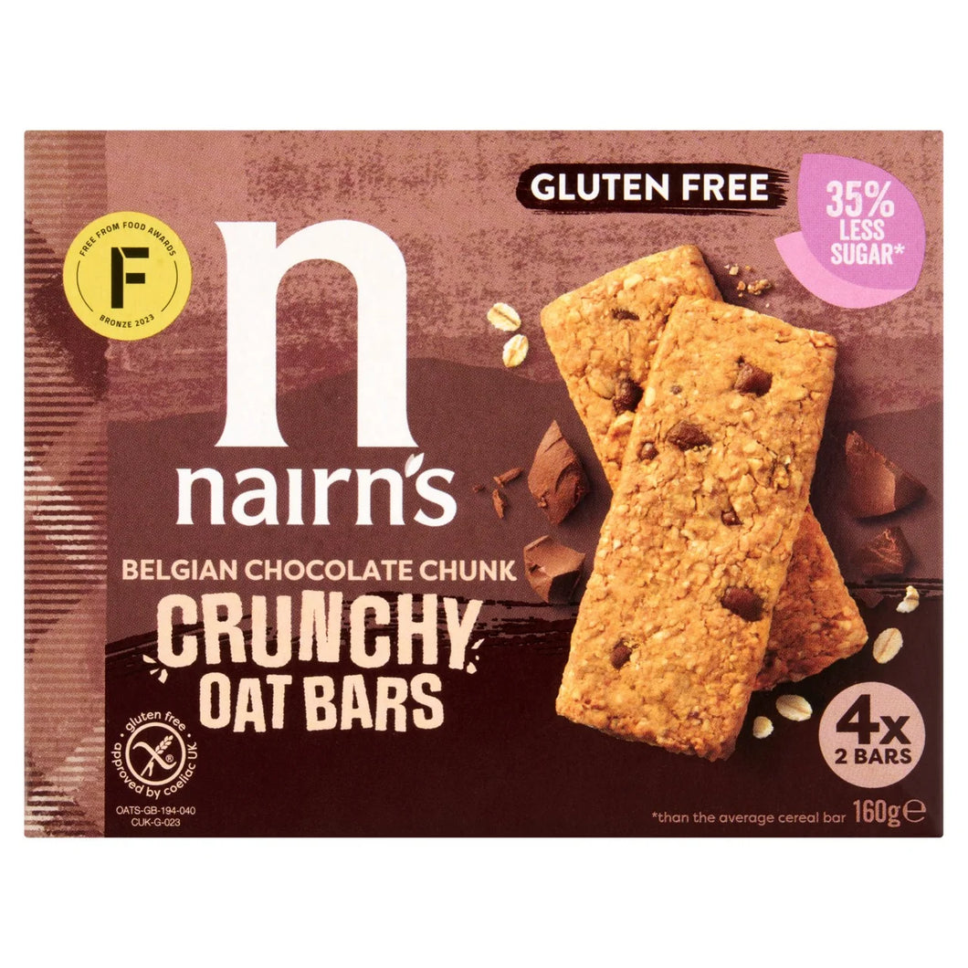 Nairns Gluten Free Belgian Choc Chunk Crunchy Oat Bars 160g