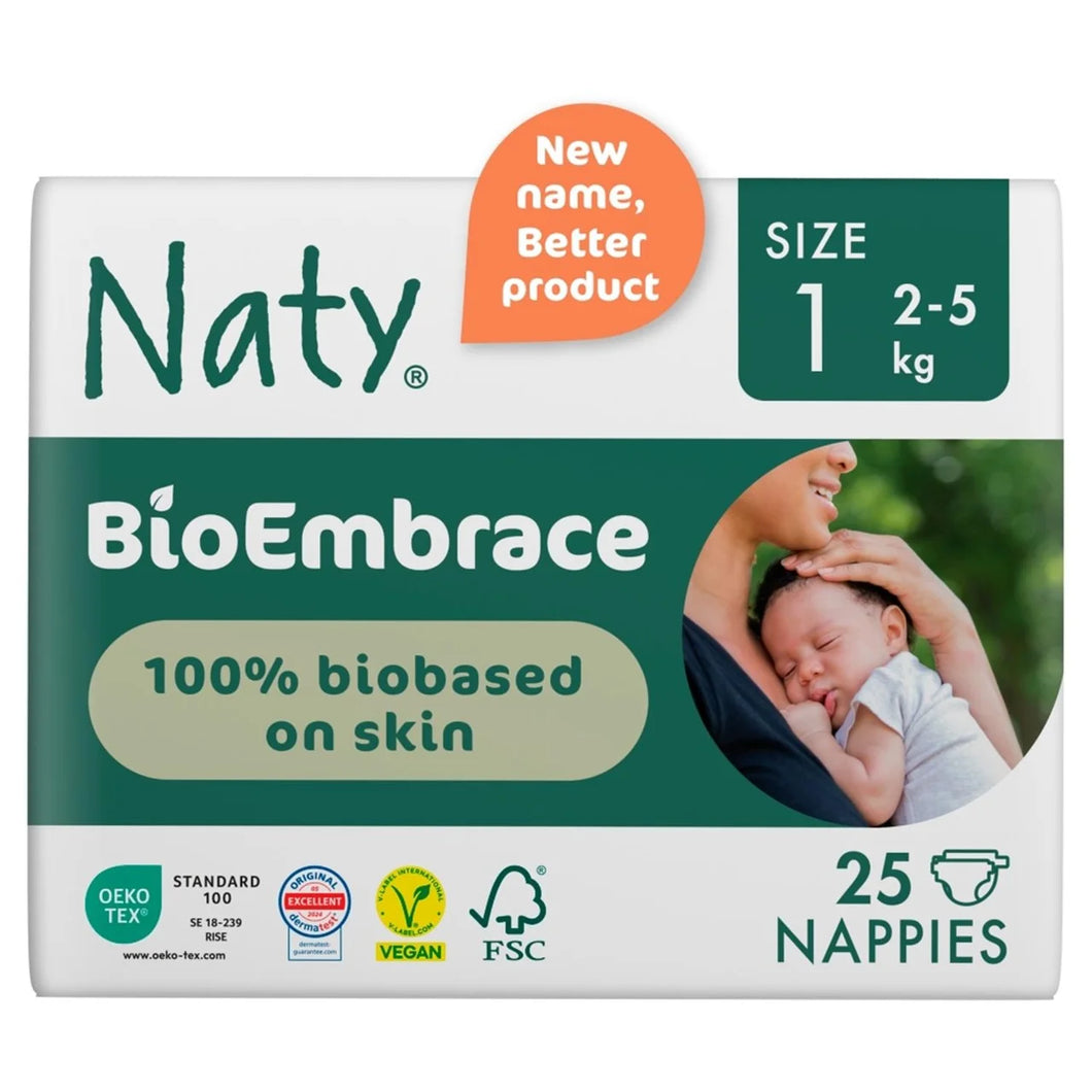 Naty BioEmbrace Nappies Size 1 (2-5kg) 25 per pack