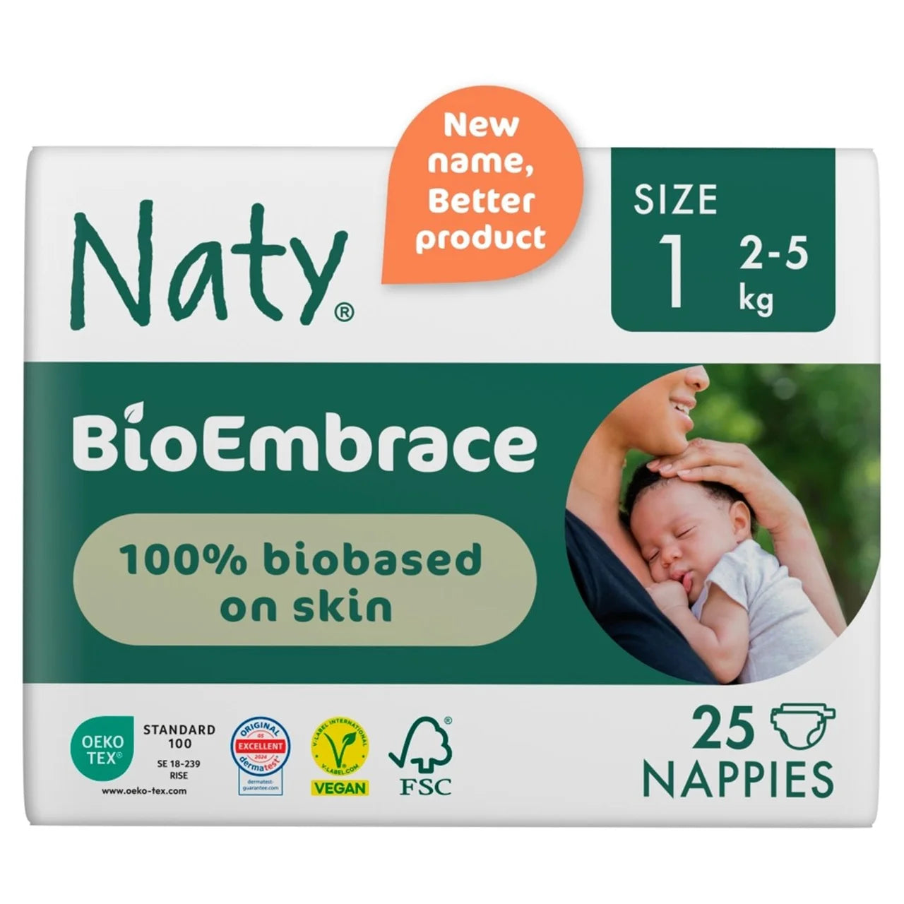 Naty BioEmbrace Nappies Size 1 (2-5kg) 25 per pack
