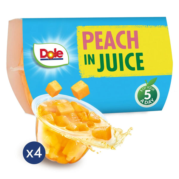 Dole Peaches In Juice Fruit Pots Multipack 4x113g
