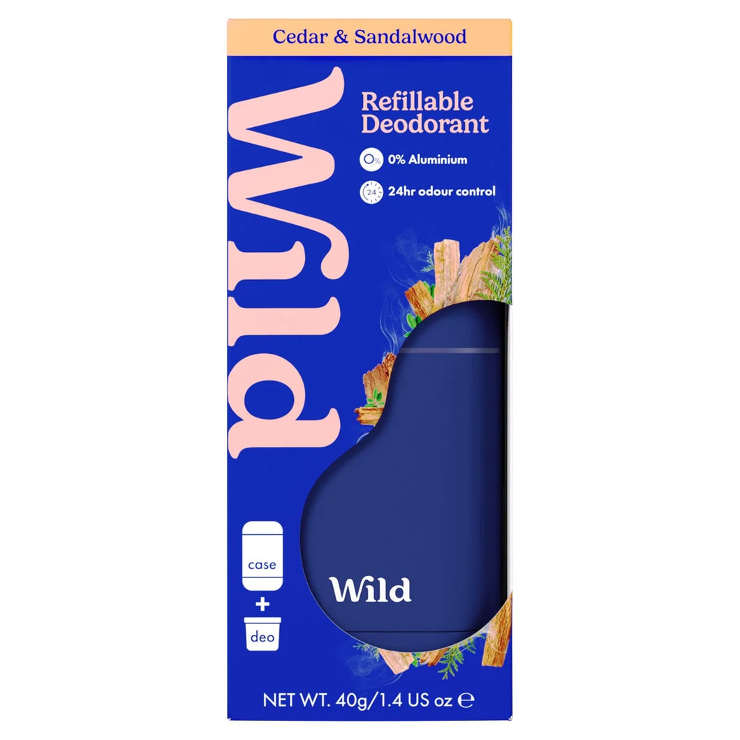 Wild Navy Blue Case and Cedar & Sandalwood Deodorant 40g