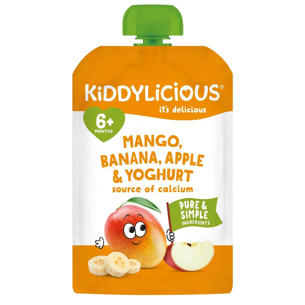 Kiddylicious Mango, Banana, Apple & Yoghurt Baby Food Pouch 6+ Months - 100g