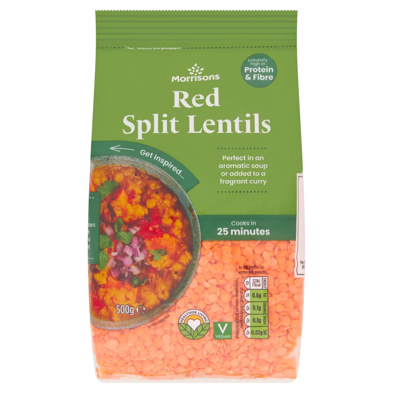 Morrisons Wholefoods Red Split Lentils 500g