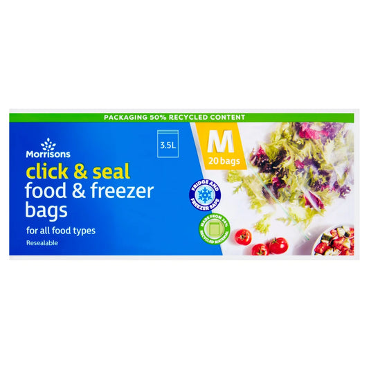 Morrisons Click & Seal Food Bags - Medium, 20 bags