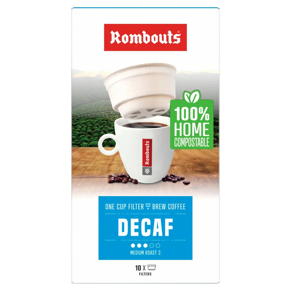 Rombouts 10 Decaffeinated Compostable One Cup Filter Coffee