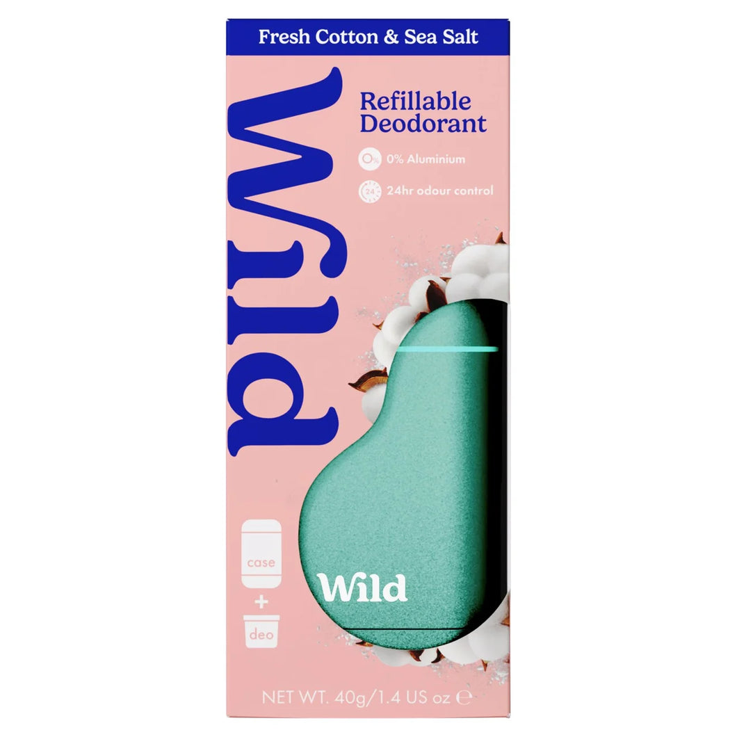 Wild Aqua Case and Fresh Cotton & Sea Salt Deo Starter Pack 40g