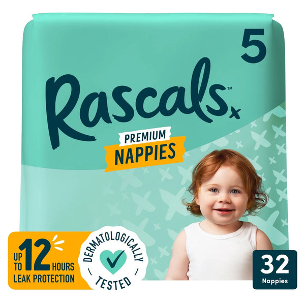 Rascals Premium Size 5 Nappies, 32 Pack