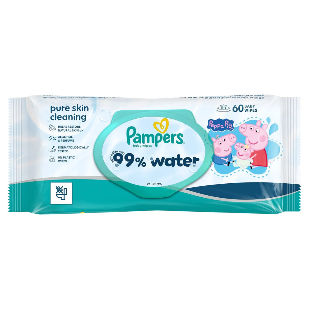 Pampers 99% Water Peppa Pig Wipes - 60 per pack