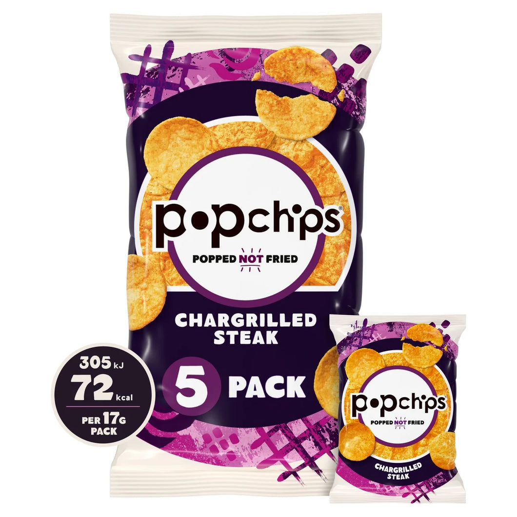 Popchips Chargrilled Steak Multipack Crisps - 5x17g