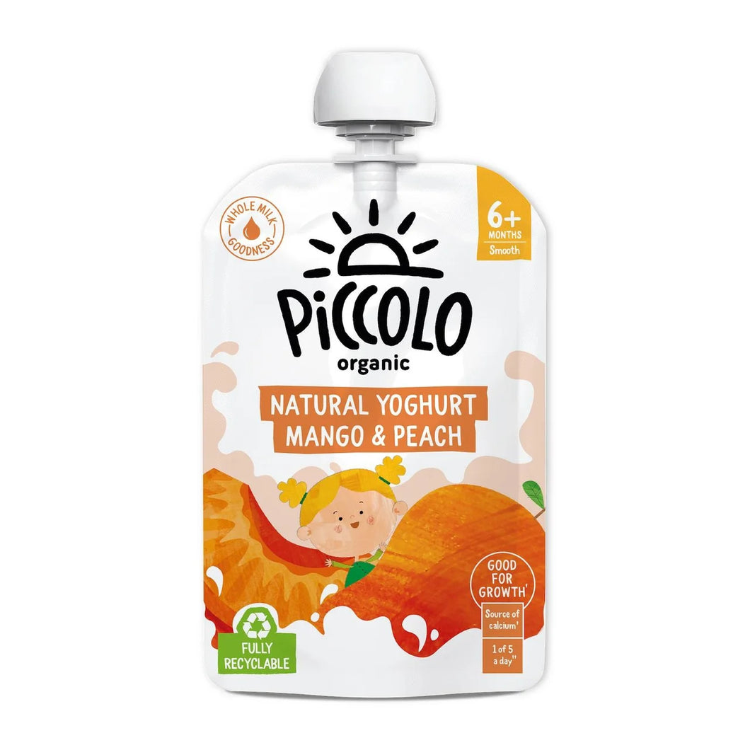 Piccolo Natural Yoghurt Mango & Peach Baby Food Pouch 6+ Months - 100g