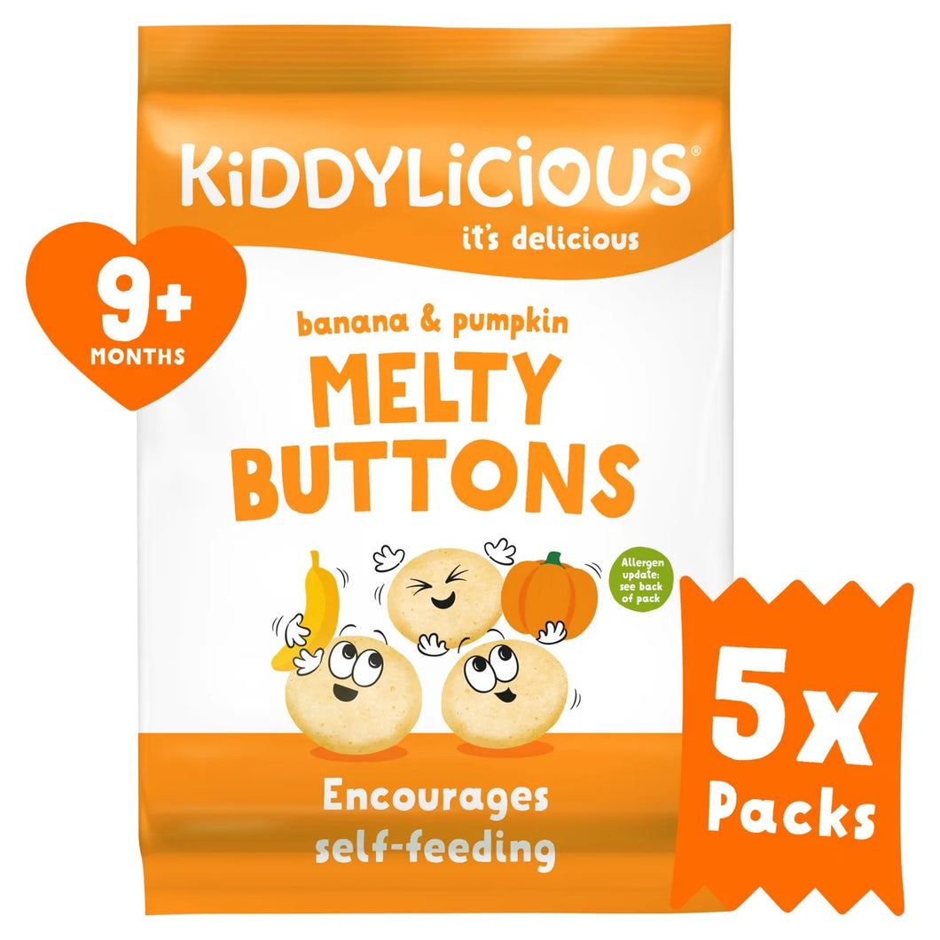 Kiddylicious Banana & Pumpkin Melty Buttons Multipack 9+ Months - 5x6g