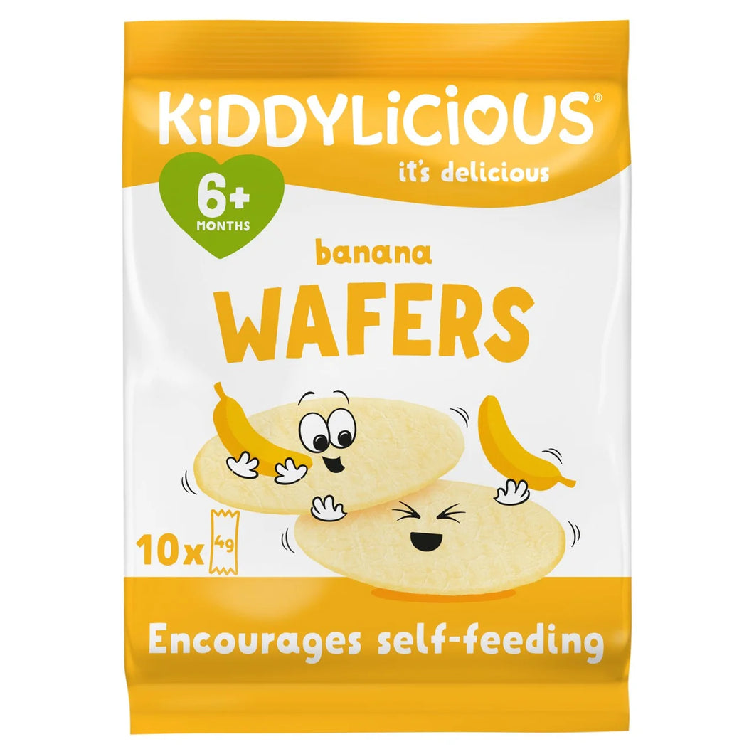 Kiddylicious Maxi Banana Wafers Baby Snack Multipack 6+ Months - 10x4g