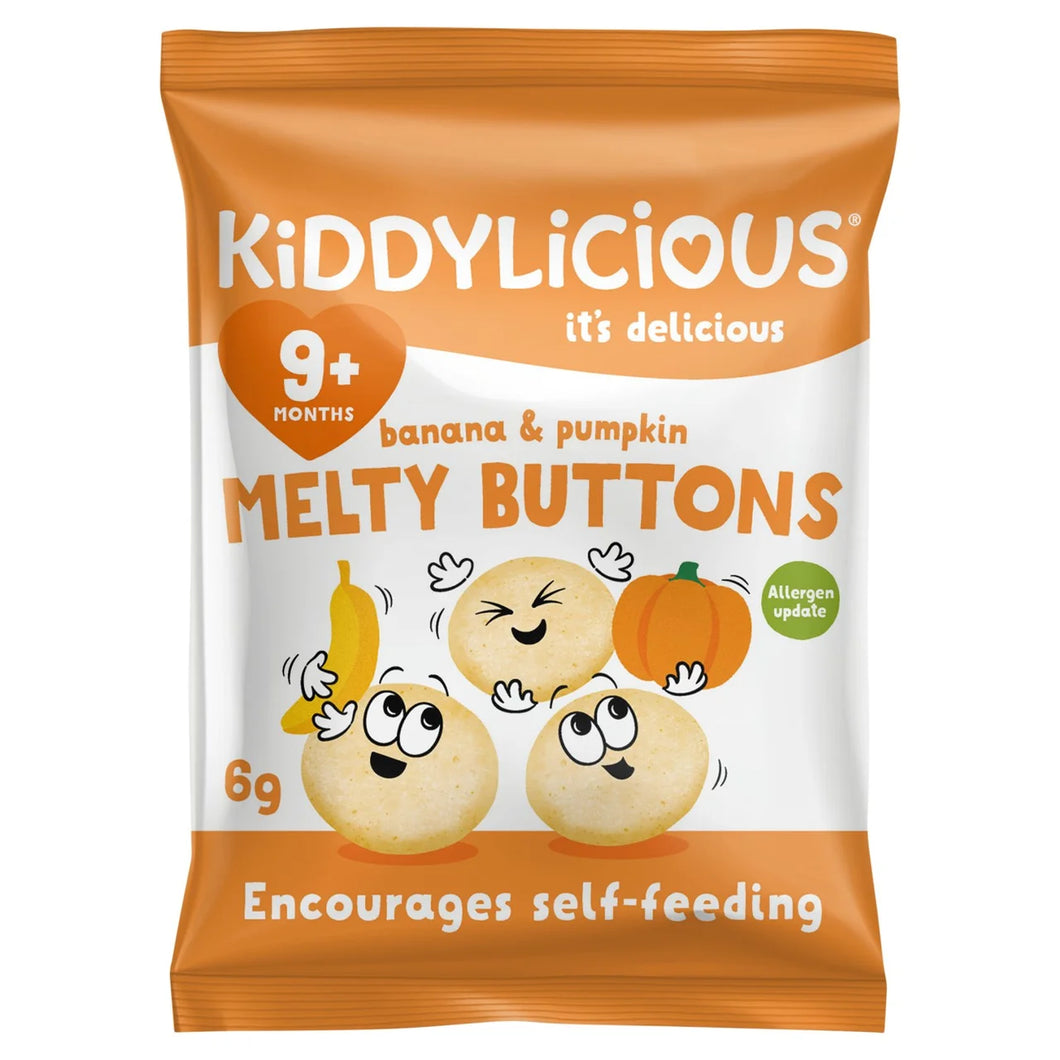 Kiddylicious Banana & Pumpkin Melty Buttons Baby Snacks - 6g