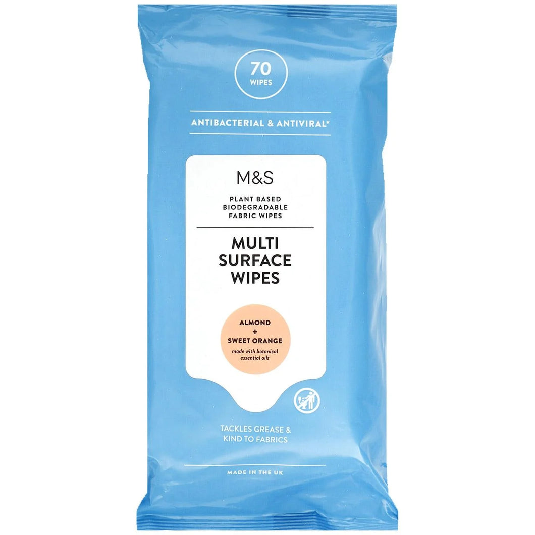 M&S Antibacterial & Antiviral Surface Wipes - 70 per pack