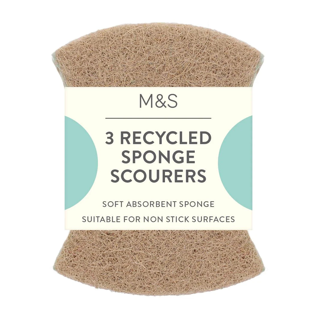 M&S 3 Recycled Sponge Scourers - 3 Per Pack