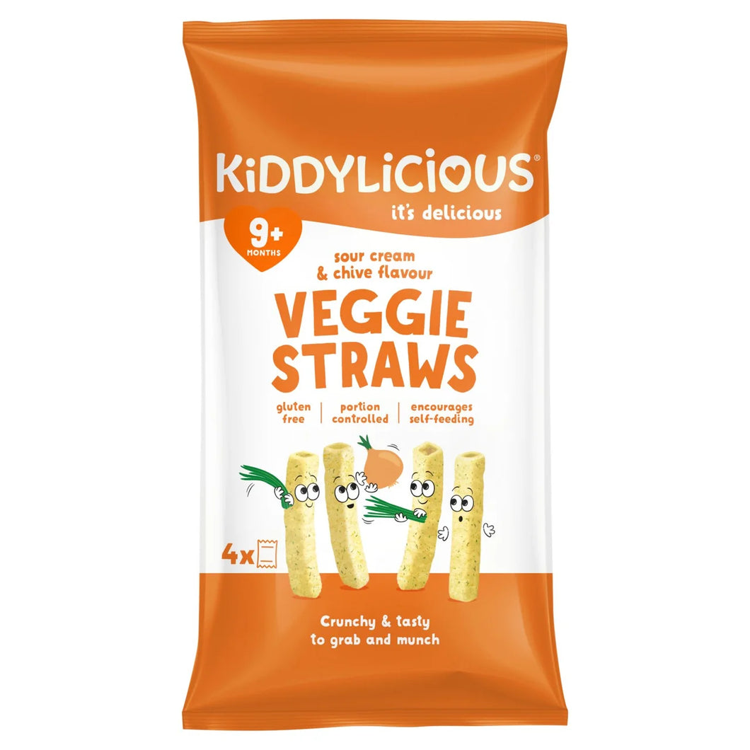 Kiddylicious Sour Cream & Chive Flavour Veggie Straws Multipack 9+ Months - 4x12g