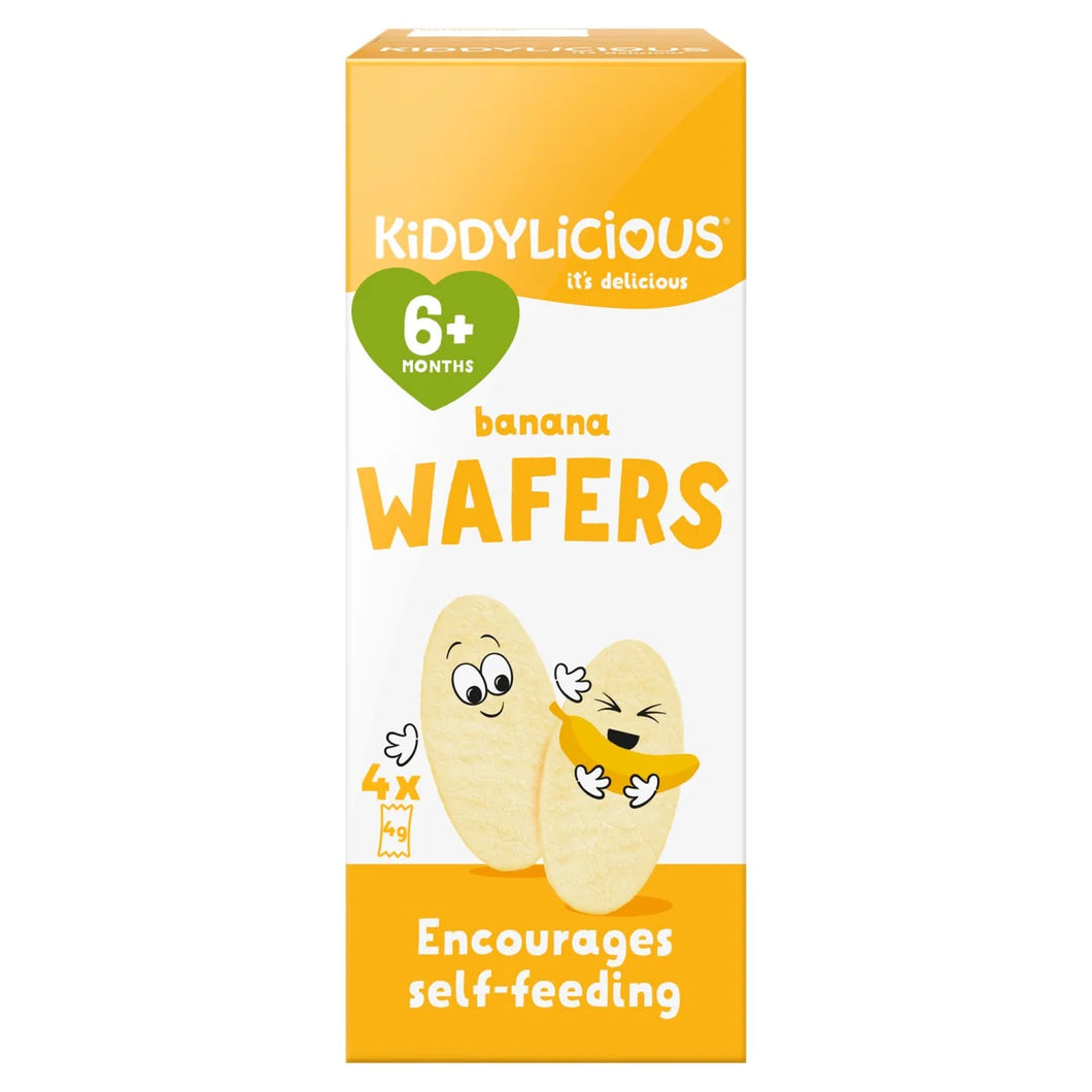 Kiddylicious Mini Banana Wafers Baby Snack 6+ Months - 4x4g
