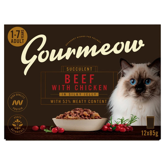 Morrisons Premium Adult Cat Pouch Beef With Chicken In Jelly, 12x85g