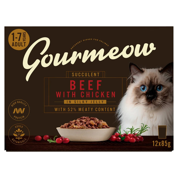 Morrisons Premium Adult Cat Pouch Beef With Chicken In Jelly, 12x85g