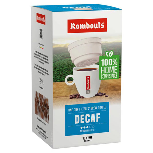 Rombouts Decaffeinated Compostable One Cup Filter Coffee - 10 x 1 per pack