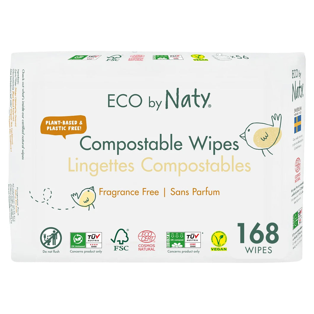 Naty Compostable Wipes Unscented Triple Pack 3x56