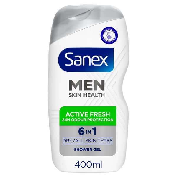 Sanex Men Active Fresh 6 in 1 Body Wash Shower Gel, 400ml