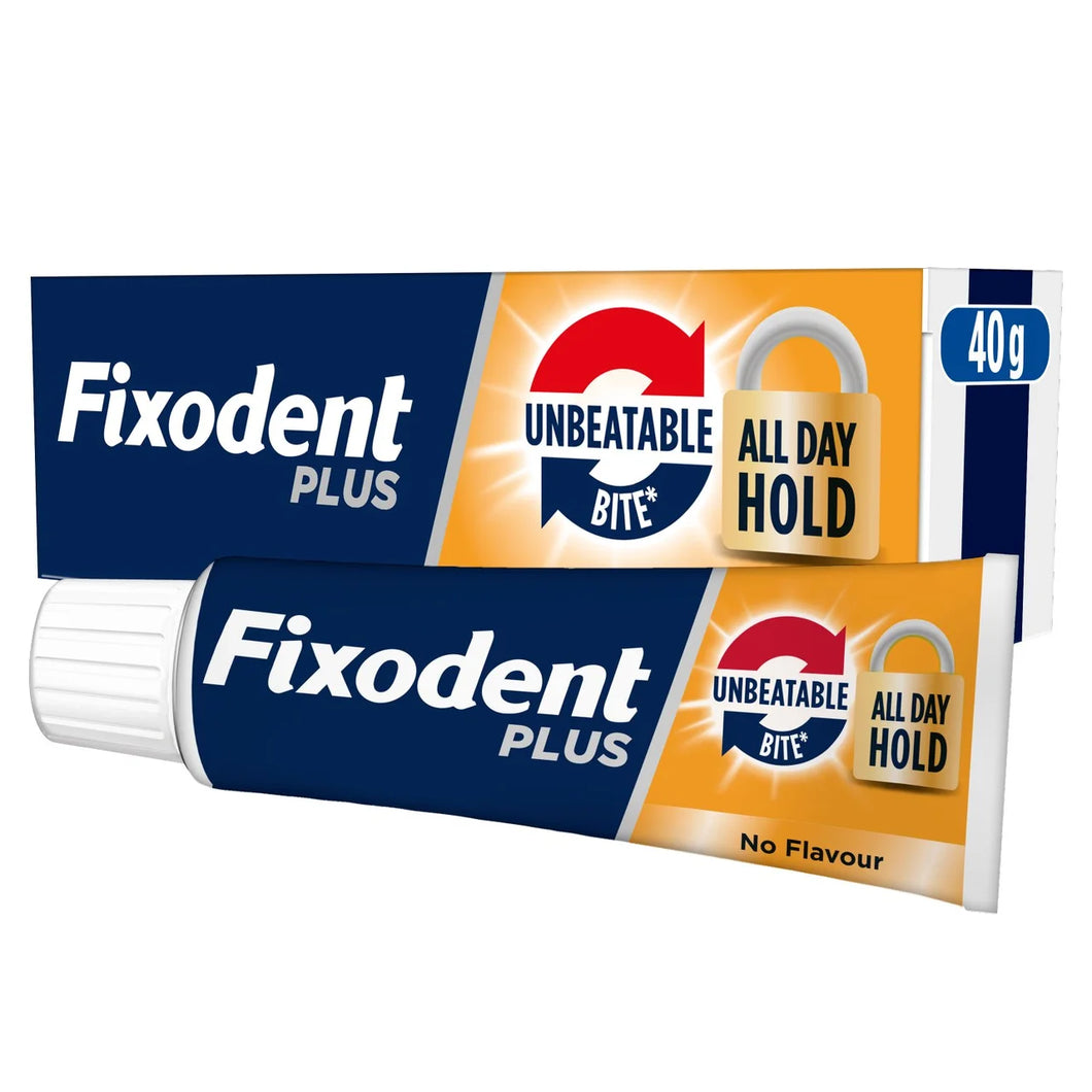 Fixodent Plus Unbeatable Bite Denture Adhesive Flavour Free 40g