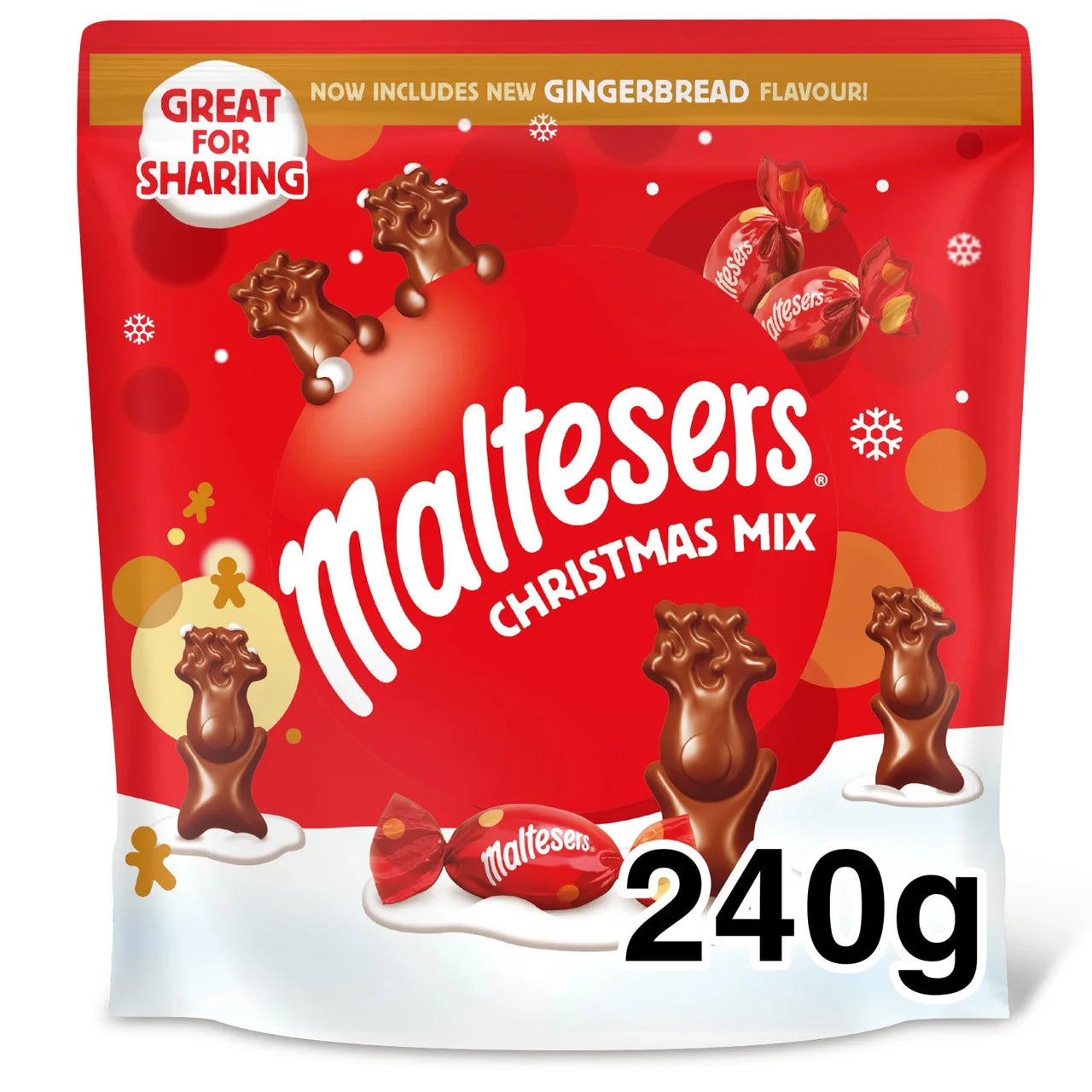 Maltesers Christmas Mix, Mint Chocolate & Milk Chocolate Selection Pouch - 240g