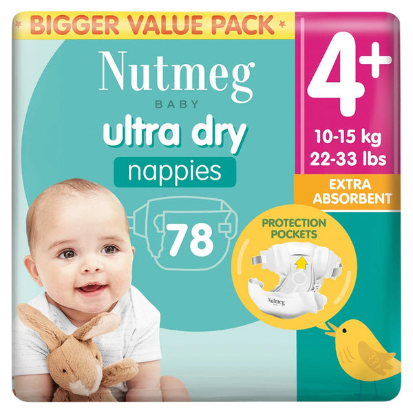 Morrisons Nutmeg Ultra Dry Nappies Size 4+, 78 Pack