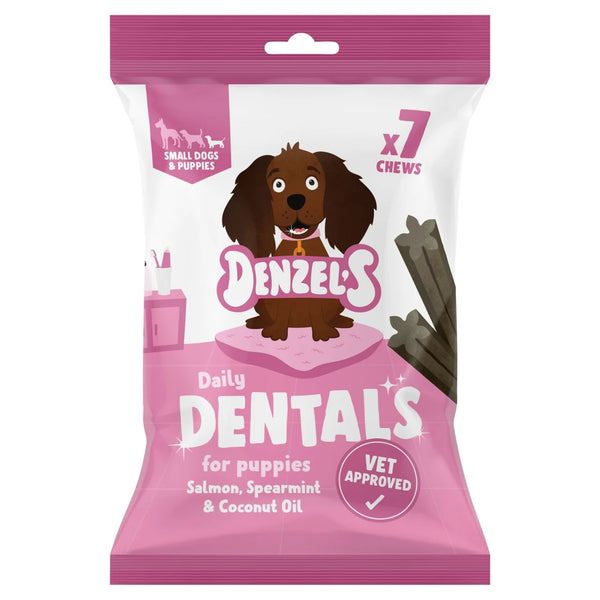 Denzel's Daily Dentals For Small Dogs/Puppy Salmon, Spearmint & Coconut Oil 91g