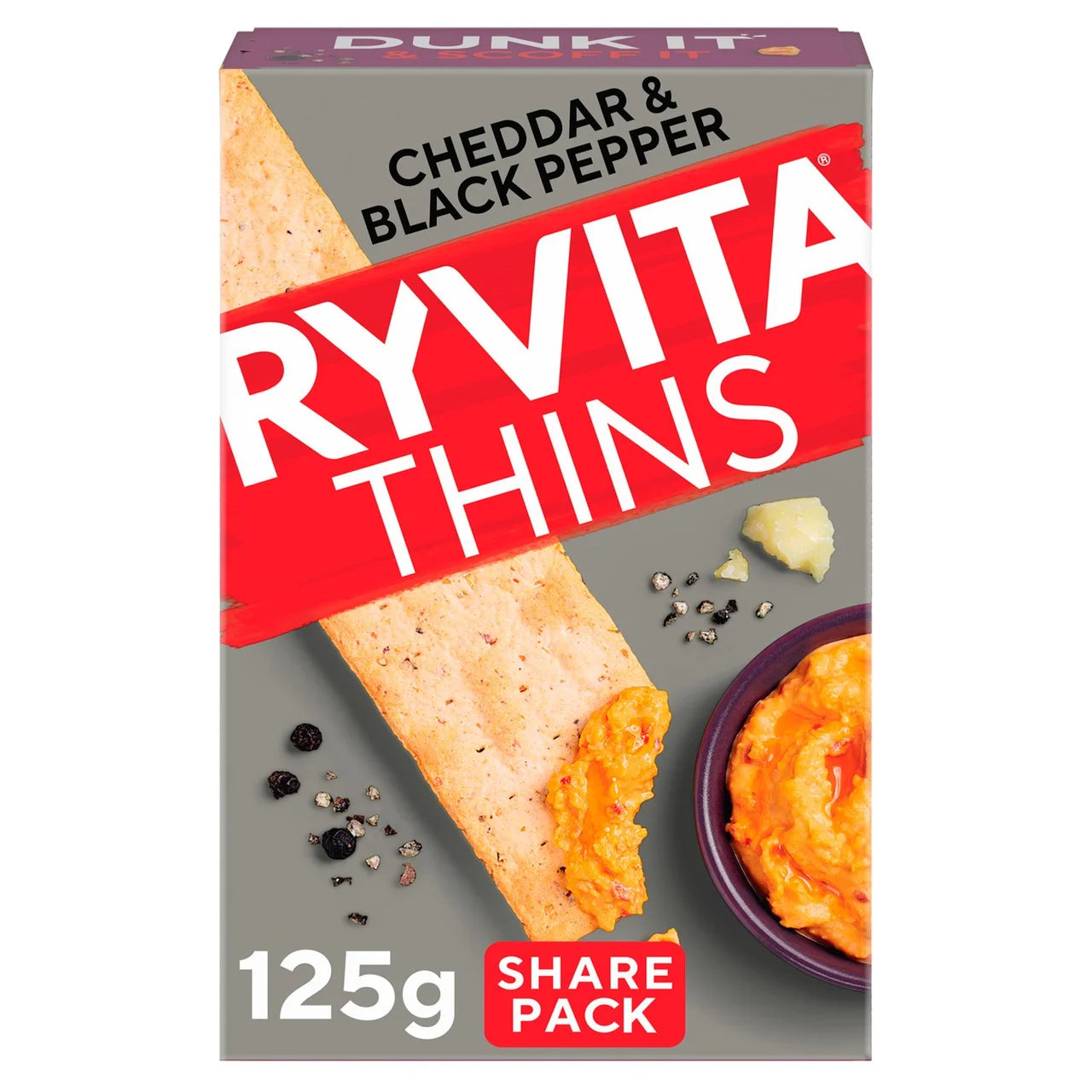 Ryvita Thins - Cheddar & Black Pepper 125G