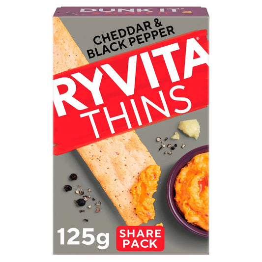 Ryvita Thins - Cheddar & Black Pepper 125G