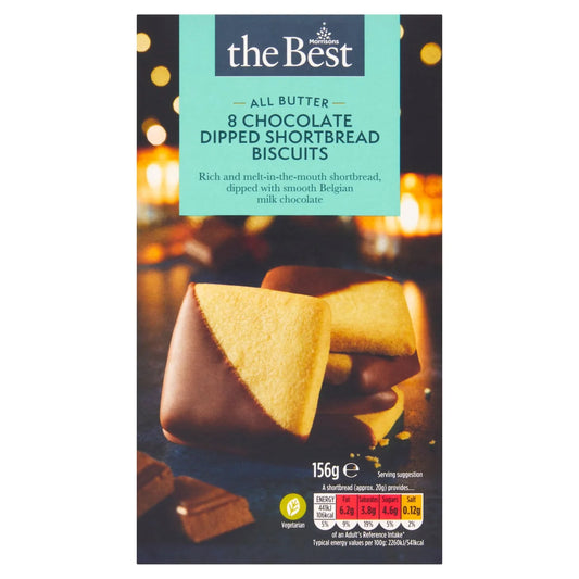 Morrisons The Best All Butter 8 Chocolate Dipped Shortbread Biscuits 156g