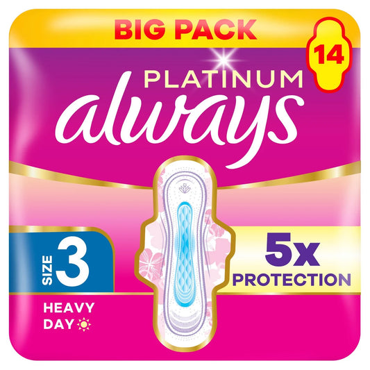 Always Platinum Sanitary Towels With Wings Long Plus Size 3 x14