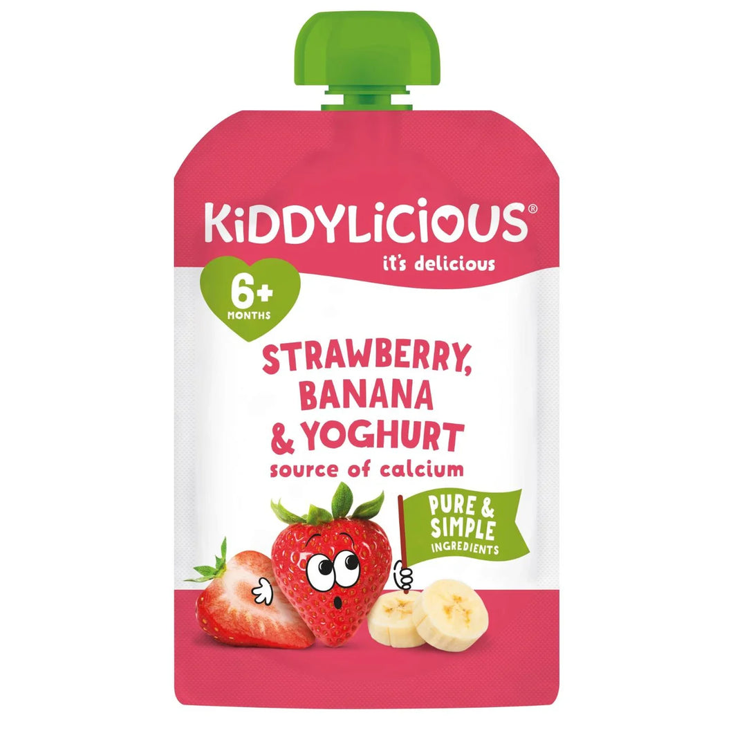Kiddylicious Strawberry, Banana & Yoghurt Baby Food Pouch 6+ Months - 100g